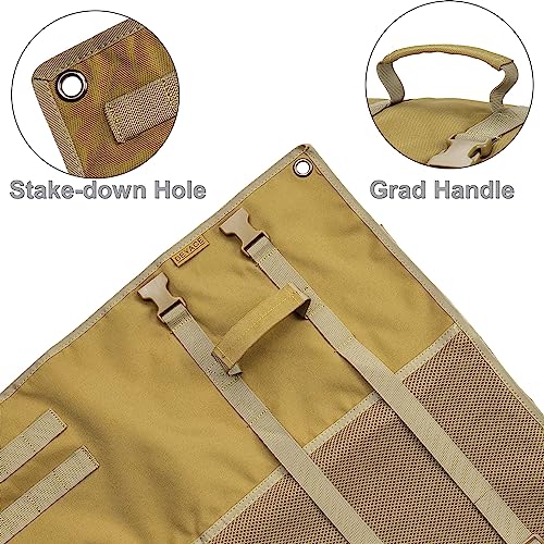 DEYACE Shooting Mats Prone Padded, Extra Large Portable Roll Up Shooting Padded Mat for Range Shooting and Hunting - color: Tan