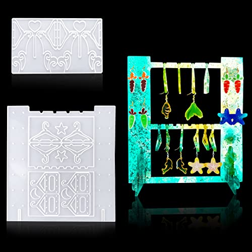 Silicone Jewelry Organizer Resin Molds Earring Holder Mold Jewelry Display Stand Silicone Molds Mini Hanger Rack for Epoxy Resin Casting Necklaces Bracelets Rings Storage DIY