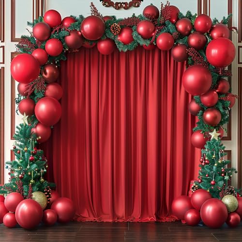 10x10ft Wrinkle Free Red Backdrop Curtain for Parties Soft Fabric Drapes Wedding Red Curtain Backdrop for Birthday Party Decorations Background for Photography 5x10ft, 2 Panels - color: Red, size: W5' X H10'(2 Panels)