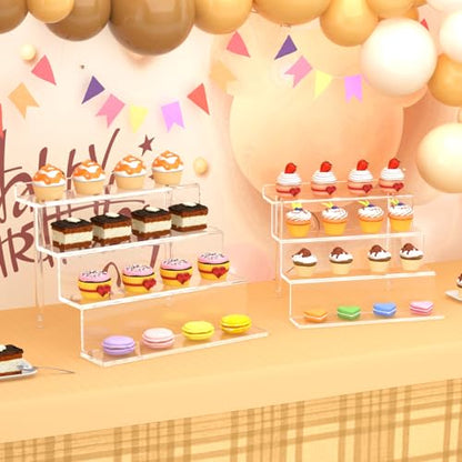 NIUBEE Acrylic Riser Display Shelf, Clear Display Stand for Amiibo Funko POP Figures,4 Tier Cupcakes Stand Perfume Organizer and Storage (12 Inch Large) - size: 12 inch