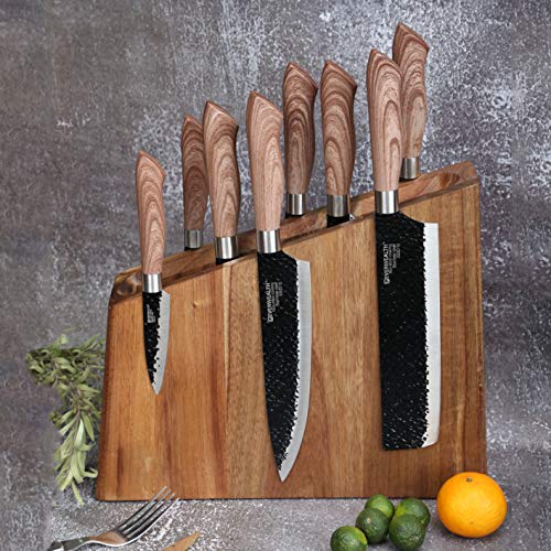 Resafy Magnetic Knife Wooden Block Knife Display Holder Rack Double Side Magnetic Stands with Strong Enhanced Magnets Kinves Strip Magnetic Knife Holder - color: Brown