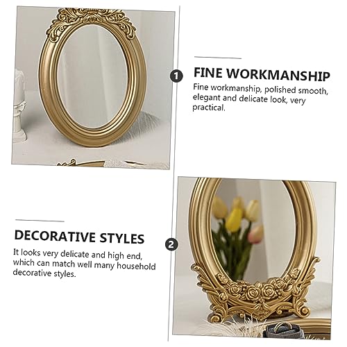 1pc Retro Decorative Mirror Tray Elegant Storage Makeup Home Photo Prop Accent for