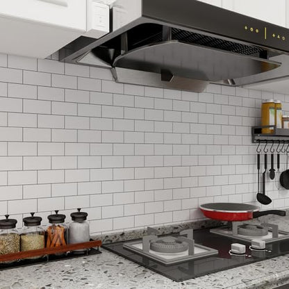 Peel and Stick Backsplash Tile, 20 Sheets White Subway Tile Backsplash for Kitchen and Bathroom, Waterproof Self Adhesive Wall Tile, Heat Resistant, Easy DIY Install, Covers 9.2 Sq.Ft - color: White-black