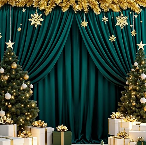 MEETSKY Hunter Green Backdrop Curtains for Parties Wedding Curtains Rod Pocket Green Photo Curtains Backdrop Sliding Drapes Backdrop Curtains for Birthday Party Photography, 5ft x 7ft, 2 Panels - color: Hunter Green, size: 60"W x 84"L (Pack of 2)