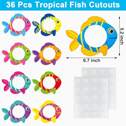36 Pcs Summer Fish Cutouts Fish Sea Animal Cutouts with Photo Space for Bulletin Board DIY Craft Summer Ocean Birthday Party Classroom Decoration - color: Fish
