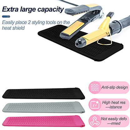 2PCS Silicone Heat Resistant Mat Pouch for Hair Straightener, Curling Iron, Flat Iron and Hot Hair Tools Black - color: Black, size: 2 Pack