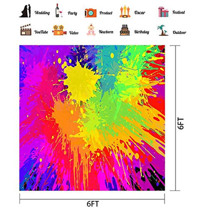 Colorful Graffiti Splatter Backdrop, Vinyl 6x6ft Abstract Paint Splash Photo Backdrop Hip Hop Theme Birthday Talent Show Baby Shower Prom Carnival Backdrops for Photoshoot Photo Studio Props - size: 6x6ft