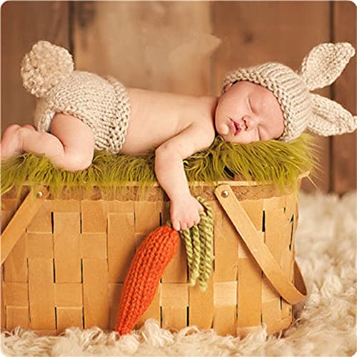 Newborn Easter Outfit Boy Photography Props Baby Bunny Handmade Crochet Rabbit Set Knit Hat Diaper Carrot Set for Kids - color: Short Pant Set