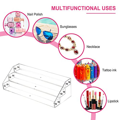 Acrylic Nail Polish Organizer Rack, 3 Tier Paint rack and Storage Shelf, Clear Display Stand for Tattoo Inks, Sunglasses, Essential Oils, Gel Nail Polish - Holds 36 Bottles - size: 3 Tiers