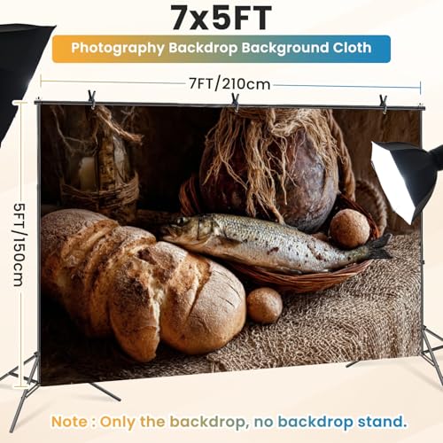 5x7ft Photography Backdrop Bread Fresh Fish loafs Pictures Photo Backdrop Photography Background for Photoshoot Portrait Video Party Photo Studio Prop Booth - color: Color9