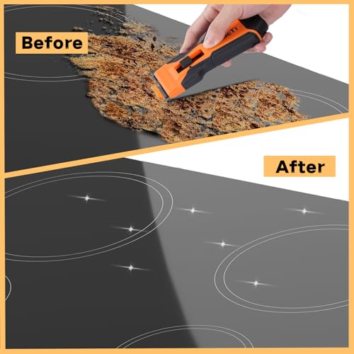 REXBETI Razor Blade Scraper Tool, 1 Pack Razor Scraper with Extra 157Pcs Razor Blades -7Pcs Metal and 150Pcs Plastic Blades, Cleaning Scraper Tool, Cooktop, Paint, Glass Scraper - style: Upgraded 1 Pack