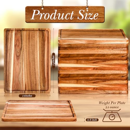 Roshtia 12 Pcs Acacia Wood Serving Tray Rectangular Wooden Serving Platter Christmas Dinner Plates Wood Cheese Charcuterie Board for Food Vegetable, Charcuterie, Appetizer (10'' X 14'' X 0.6'') - size: 10'' X 14'' X 0.6''
