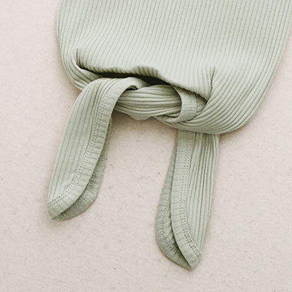Newborn Cotton Nightgowns Neutral Baby Knotted Sleeper Baby Coming Home Outfit - color: Light Green