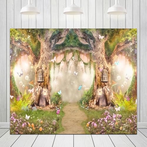Fairytale Enchanted Fairytale Forest Backdrop 10x8ft Fantasy Jungle Backdrop Fairy Tale Nature Wonderland Photography Background for Children Kid's Birthday Baby Shower Party Phootshoot - color: Enchanted Fairytale Jungle Forest, size: 10x8ft