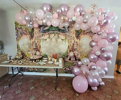 Leowefowa 10x6.5ft Enchanted Forest Birthday Backdrop Fairy Tale Forest Enchanted Garden Photography Background for Kids Birthday Baby Shower Party Photoshoot Newborn Children Cake Smash Studio Props - size: 10x6.5ft