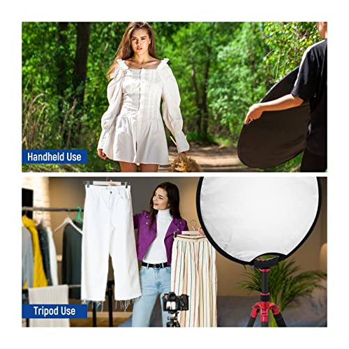 NEEWER 22"/56cm Light Reflector with Handle Grip with 3/8" Thread, 5 in 1 Collapsible Disc Light Diffuser Translucent/Silver/Gold/White/Black for Photography Lighting, Outdoor Lighting, RF-56II - style: 56cm