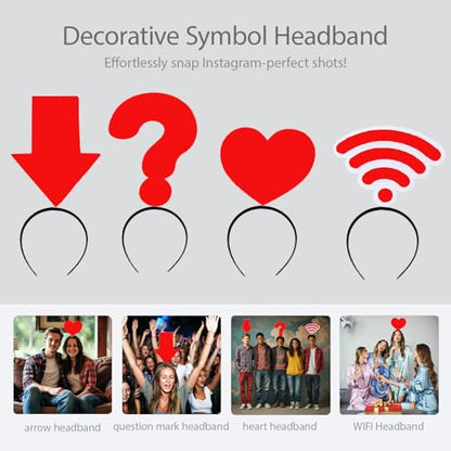 2Pcs Funny red heart headbands Set for Concerts, Halloween, Cosplay & Photo Props - Soft Stretchy Headbands - color: Sets 4