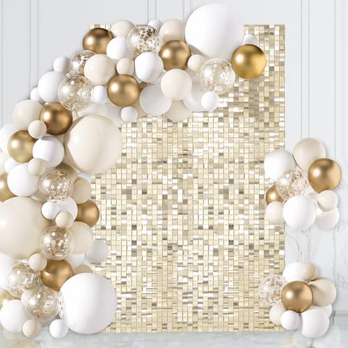 Light Gold Sequin Backdrop Shimmer Wall Backdrop 3ftx4ft Photo Backdrops for Birthday Anniversary Wedding Engagement Decoration - color: Light Gold, size: 3ftx4ft