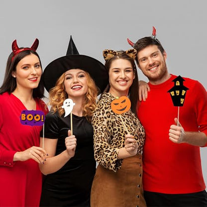 Soochat Halloween Photo Booth Props DIY Kit Scary Hocus Pocus Photo Booth Props for Dress Up Halloween Party Costumes Accessories 22 Pcs