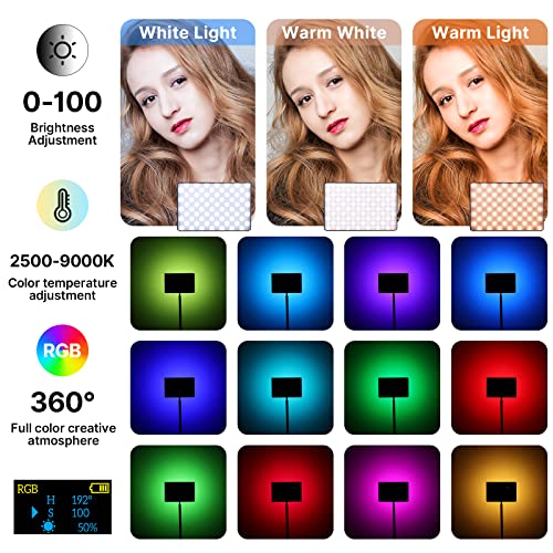 ULANZI LT003 RGB Video Light, 15W Portable LED Panel with 2100 Lumens, 10" Video Light Dimmable 2500K-9000K, Built-in 8000mAh Battery and USB Charger, CRI>95 for DSLR Camera Video Photography - size: 10 inch
