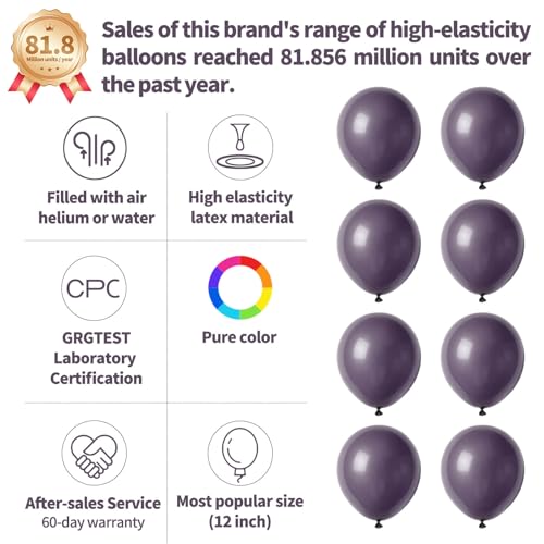 110pcs Dusty Purple Balloon 12 Inch, Dusty Purple Latex Balloons for Birthday Party Baby Shower Wedding(with 2 Ribbons). - color: A02-dusty Purple, size: 12inch(normal)