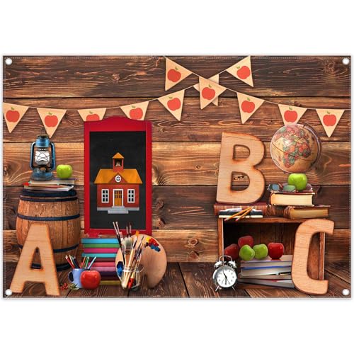 7x5ft Back to School Photography Backdrop ABC Letter Vintage Wooden House Background Welcome Kids Kindergarten Classroom Photo Banner Indoor Shooting Props - size: 7'x5'