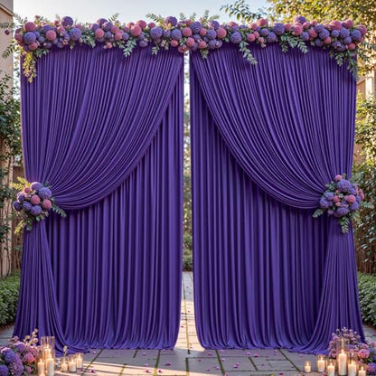 8ftx10ft Wrinkle Free Purple Backdrop Curtain - 10 Feet Photography Backdrop Drapes, Silky Polyester Back Drop Cloth for Wedding Baby Shower Balloon Arch Background - color: Purple, size: 8FTx10FT (W4'xH10', 2 Panels)