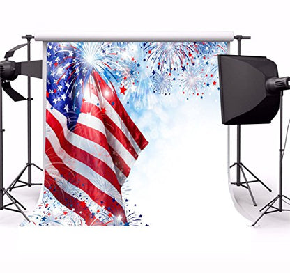 AOFOTO 10x10ft American Flag with Fireworks Backdrop 4 July Independence Day Photography Background Stars and Stripes USA Patriotic National Celebration Veteran Holiday Festival Photo Studio Props - size: 10x10ft