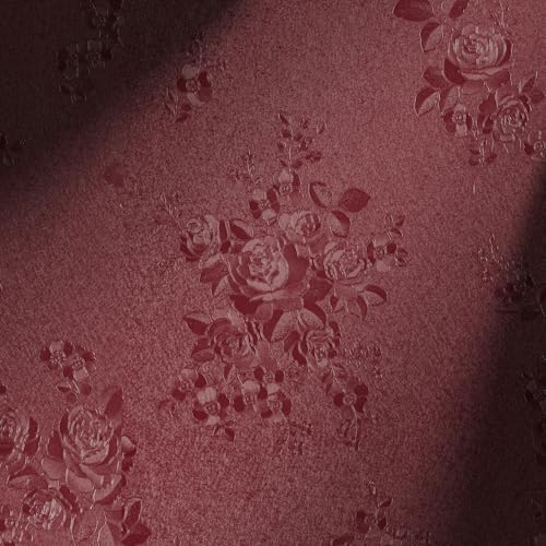 Erfoni 197"x17.7" Vintage Dark Red Wallpaper Thicken Floral Embossed Contact Paper Pure Retro Red Peel and Stick Wall Paper Flower Textured Self Adhesive Removable Wallpaper for Accent Home Decor - color: Retro Red, size: 17.7" x 197"