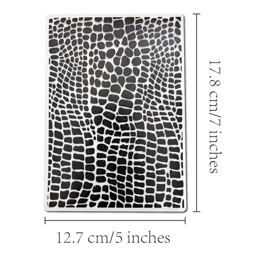 Arbuya Crocodile Texture Plastic Embossing Folders for Card Making, Animal Prints Embossing Folder DIY Craft Folders Template Stencils for Scrapbooking Photo Album Decoration 5“x7” - color: Crocodile Texture