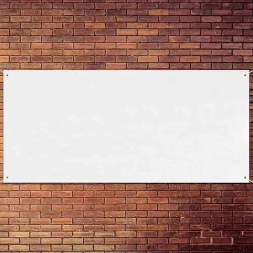 Zonon Large Blank Banners And Signs Polyester Oxford Cloth Sublimation Banner To Decorate With Hanging Rope For Indoor Wall Outdoor Easy to Hang DIY Signs For Business Office(White,3 x 8 Feet) - color: White, size: 3 x 8 Feet