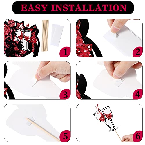 Zonon 24 Pcs Funny Photo Booth Props Class of 2026 Graduation Birthday Wedding Family Class Reunion Prom Disco Party Celebration Decoration Supplies Mix of Hats, Lipstick, Tie(Burgundy and Black) - color: Burgundy and Black
