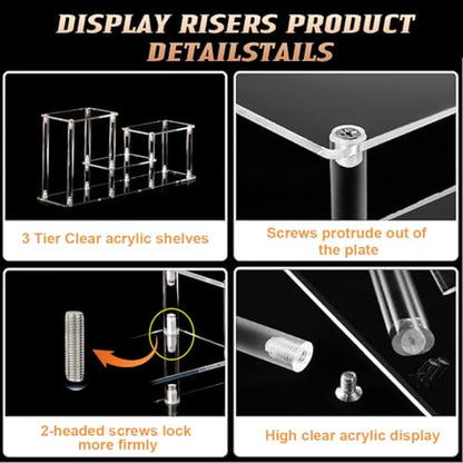 Clear Action Figures Display Risers Stand Shelf, Acrylic Perfumes Stands 3 Tier Display for Collectibles Pop Figurine,Cupcake Stand Perfume Organizer - color: 3 Tier/Model 1