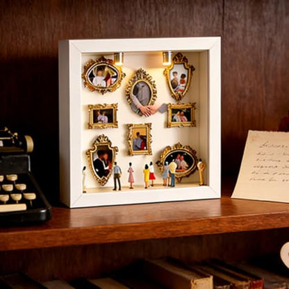 DIY Mini Museum Silhouette Box – 2026 New Mini Museum Kit with Figurines & Lights, Personalized DIY Photo Family Memory Display Case Frame, Celebrate Your Unique Memories in Style (A) - color: A