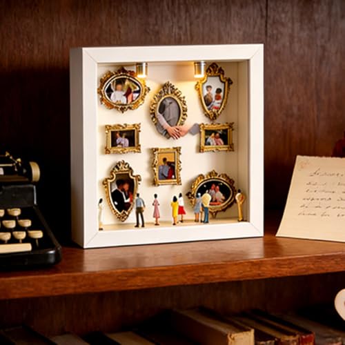 DIY Mini Museum Silhouette Box – 2026 New Mini Museum Kit with Figurines & Lights, Personalized DIY Photo Family Memory Display Case Frame, Celebrate Your Unique Memories in Style (C) - color: C