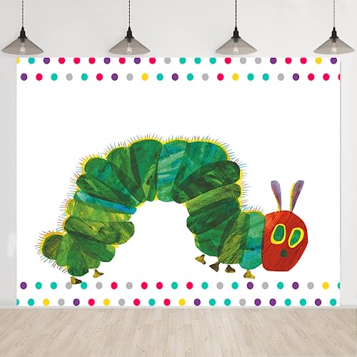 Caterpillar Theme Party Backdrop for Photography, 8x6FT, Rainbow Color Insect Cartoon Kids Boy Girl Cake Table Banner Background, Photo Booth Studio Props BJMYLU422 - size: Vinyl-8x6ft