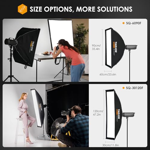 TARION 23.6"x35.4" Quick Release Strip Softbox - Foldable Bowens Mount Softbox with Diffusers/Honeycomb Grid/Carrying Bag for Live Streaming, Photography, Videography (SQ-6090F) - size: 23.6x35.4 in (60x90cm)