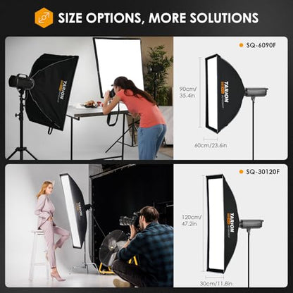 TARION 23.6"x35.4" Quick Release Strip Softbox - Foldable Bowens Mount Softbox with Diffusers/Honeycomb Grid/Carrying Bag for Live Streaming, Photography, Videography (SQ-6090F) - size: 23.6x35.4 in (60x90cm)