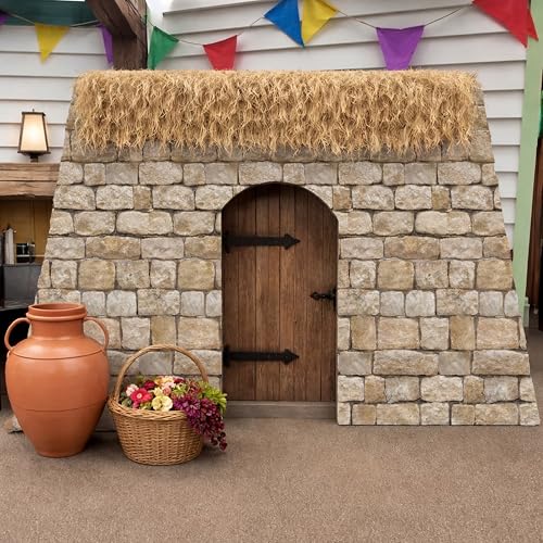 Tegeme 100 ft x 54 Inch Rustic Brick Stone Wall Backdrop Roll Ancient Plastic Brick Wall Tablecloth Wallpaper Scene Setter Photography Backdrop for Medieval Party Decor - size: 100 ft, style: Rustic Brick
