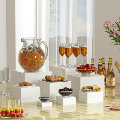 8 Pcs White Acrylic Boxes for Display as Buffet Risers and Stands, Food Risers for Party, Table, Stands, including 10", 9", 8", 7", 6", 5", 4", 3" (Large, 8Pcs, White) - size: Large, 8Pcs, White
