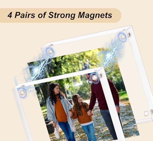 AMEITECH 5x5 Acrylic Picture Frame, Clear Double Sided Frameless Photo Frame with Magnetic, Free Standing Desktop Acrylic Frame Display, Lucite Frame with Gift Box Package - 1 Pack - size: 5 x 5 inch