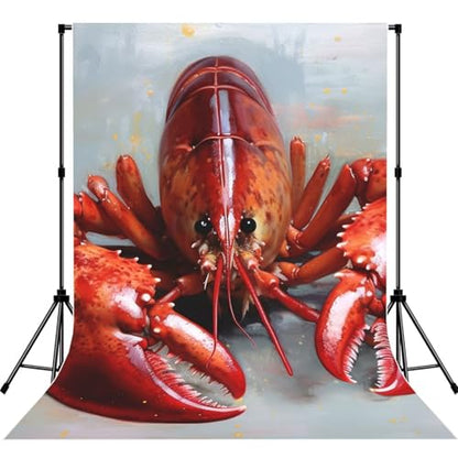 Lobster Backdrop Background for Photography 5x7ft Photobooth Professional Photo Backdrop Curtains Video Photography Studio Photo Backgrounds Banner Booth Background Screen Parties - color: Lobster