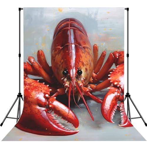 Lobster Backdrop Background for Photography 5x7ft Photobooth Professional Photo Backdrop Curtains Video Photography Studio Photo Backgrounds Banner Booth Background Screen Parties - color: Lobster