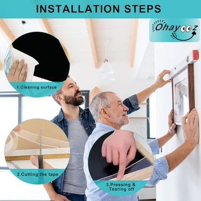 Ohayooz® Extra Strong Double Sided Tape Heavy Duty Removable 30FT, Clear Sticky Adhesive Nano Tape Tough Washable Waterproof Mounting Tape for Hanging Picture, Poster, Carpet, Photo Deco, Pack of 3 - size: 10 Feet Set of 3