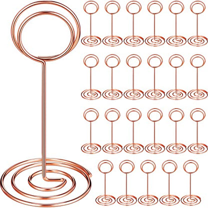 TecUnite 24 Pieces 3.35 Inch Table Number Holder Place Card Photo Holder Picture Name Menu Clips Memo Cards Stand for Wedding Reception Anniversary Birthday Party Centerpieces (Rose Gold) - color: Rose Gold