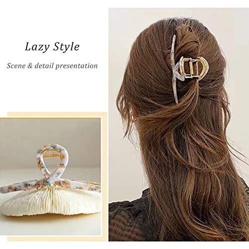 Big Butterfly Hair Accessories - 4.7" Acetate & Metal Clips for Women's Long, Thick Hair - 3 Pcs - color: AcetateHairClip1