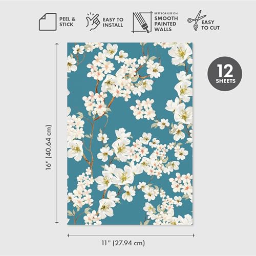 Main Street Peel and Stick Wallpaper Eco-Friendly Sheets 12 Pack, 11 X 16 Inch Magnolia Branches Design, Wall Mural for Home Decor, Removable Wall Decor Wallpaper Peel and Stick for DIY Projects - style: Magnolia Branches Design SCF