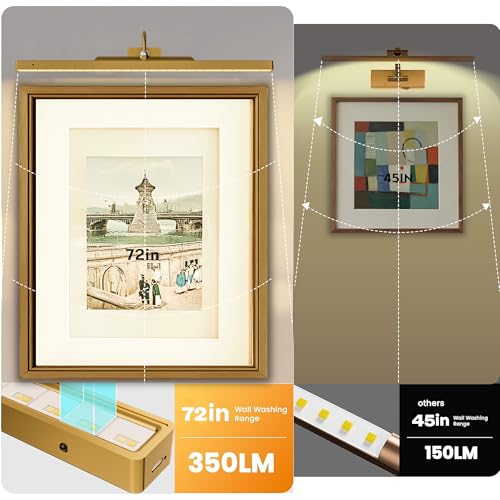 2 Pack 24 Inch Wall Lights for Pictures - Cordless Rechargeable Wall Sconces with Dimmable Remote for Above Mirror, Painting & Décor (Antque Gold) - color: Antique Gold, size: 24IN-2pack