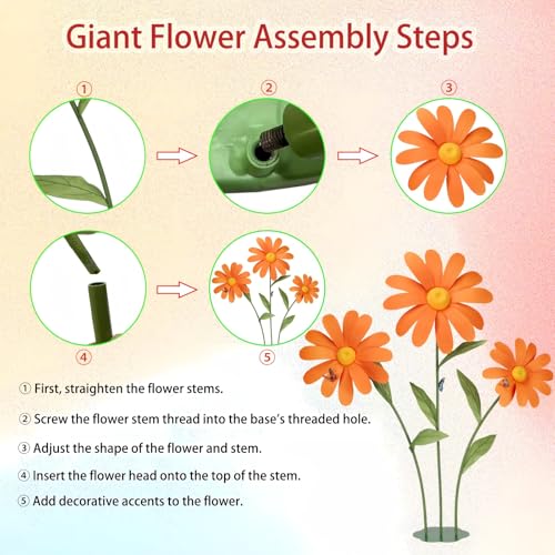 Giant Artificial Daisy Flowers for Decoration Large Floral Decorations for Birthday Parties Gardens Hotels Offices Home Farmhouse Decor Weddings Art Galleries Stores(Orange) - color: Orange