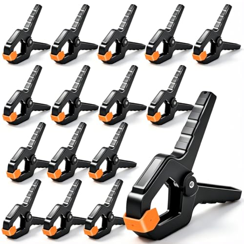16 Pack Spring Clamps Plastic Clamp for Woodworking 3.5in Clips Heavy Duty for Backdrop Clips Tarp Holder Photography Backdrops Clip for Crafts Orange Head with Black - size: Orange Head with Black-16PCS